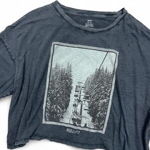 Aerie Gray Oversized T Shirt Women's XXL "Need A Lift" Slouchy Ski Graphic‎